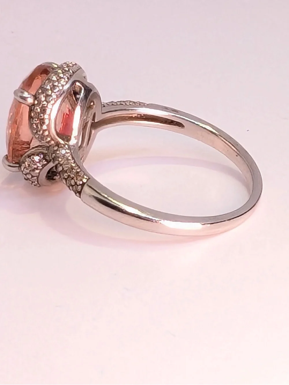 Red labradorite & zircon rhodium over sterling silver ring 3.85ctw size 8 3/4